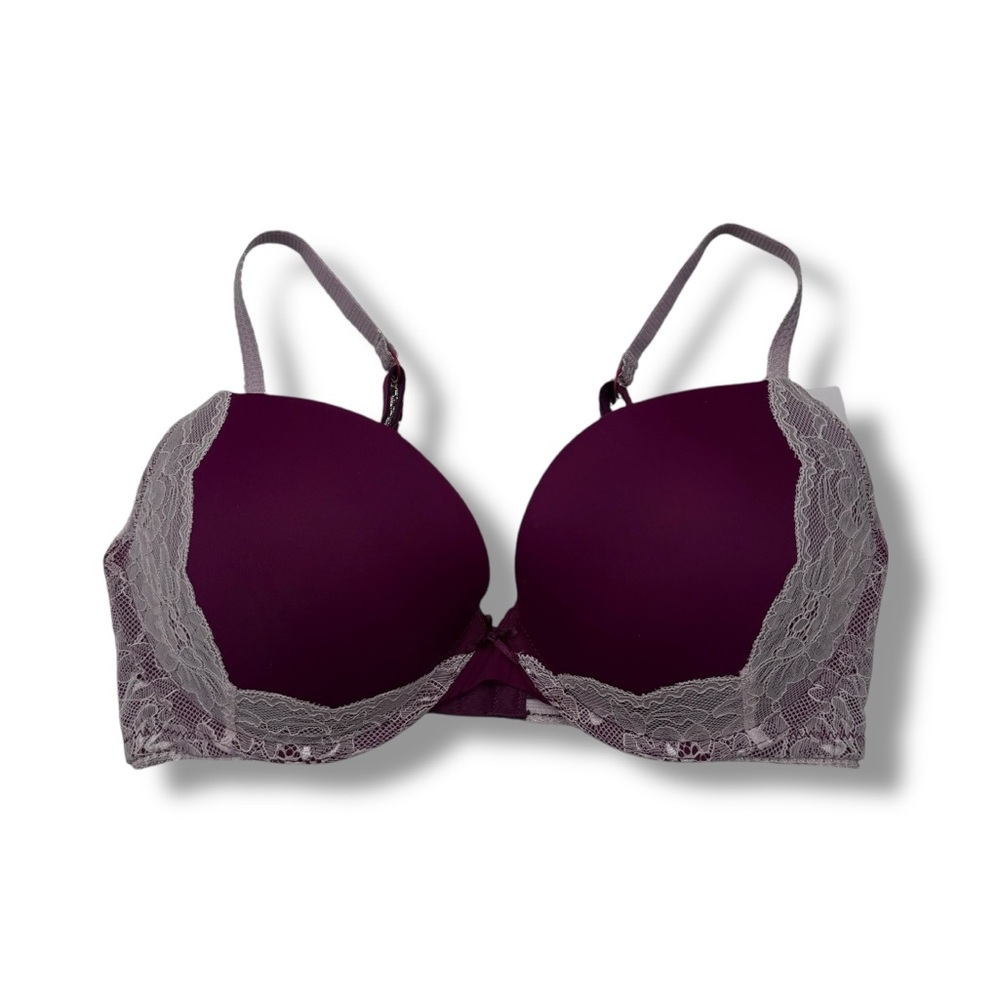 Frederick's of Hollywood NWT Icon Push-Up Bra Women's 36C Merlot Lace Lingerie